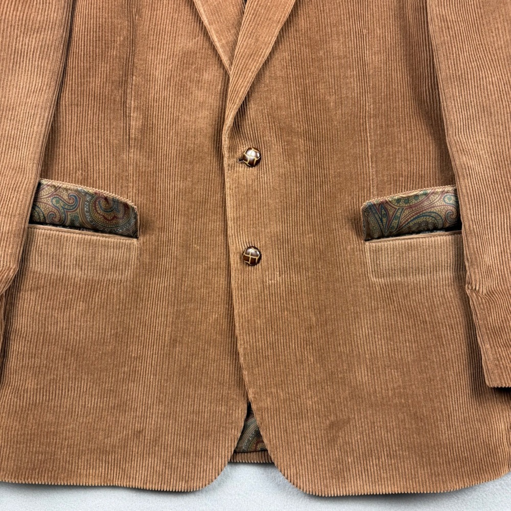 Lauren Ralph Lauren Mens 44R Brown Corduroy Blazer Paisley Lined Leather Buttons - Picture 6 of 16